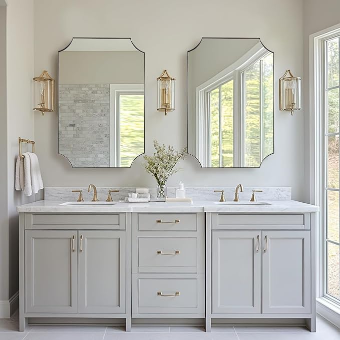 ANDY STAR Brushed Nickel Mirror 24x36 Inch, Scalloped Bathroom Mirror, - Image 7