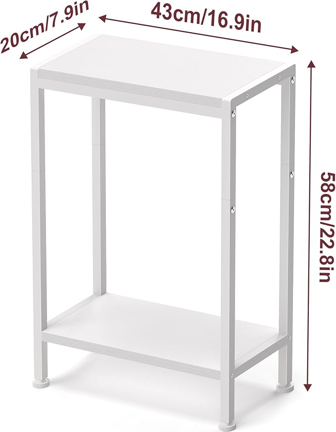 Narrow Side Table for Small Space, 2-Tier Small End Table - Image 3