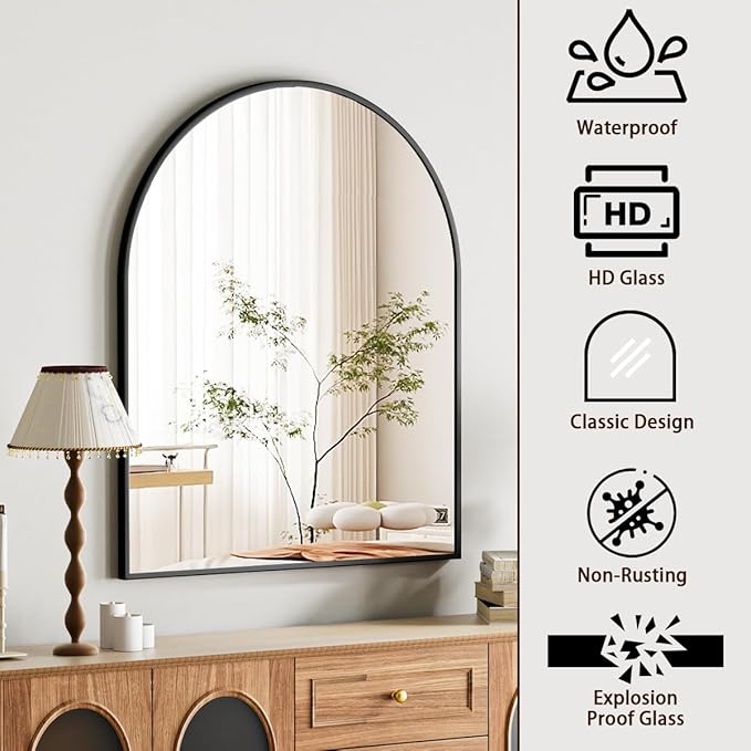 Arched Bathroom Mirror, 32x34 Inch - Image 4