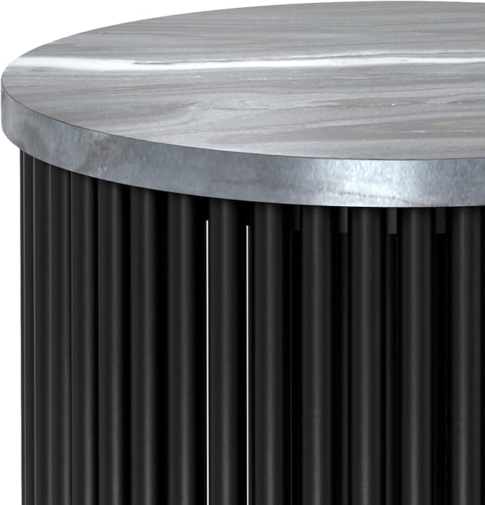 SIMPLIHOME Demy 18-inch Wide Metal Accent Table in Black Marble/Black Metal - Image 8