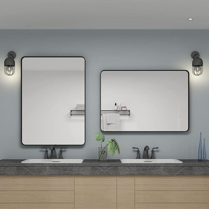 24x36 Inch Black Framed Mirror for Wall, Matte Black Bathroom Rectangle Mirror - Image 6