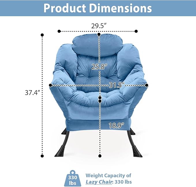 Lazy Chair Thick Padded, Comfy Velvet Accent Lounge Chair - Image 2