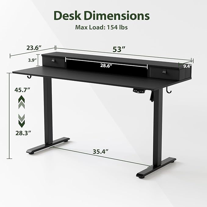Agilestic 53x 24 Inches Height Adjustable Electric Standing Desk - Image 3