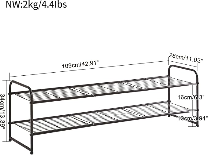 YMYNY Freestanding Shoe Racks, 2 Tiers Stackable & Adjustable Shoe Storage Shelf - Image 3
