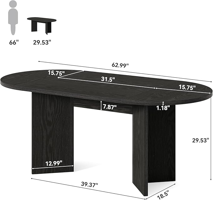 LITTLE TREE 63" Rustic Oval Dining Table - Image 2
