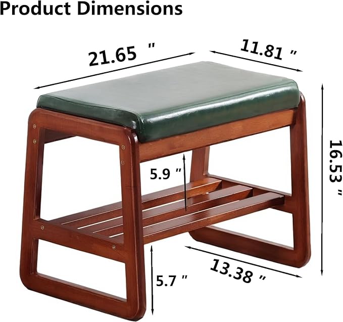 Shoe Rack Bench, Solid Wood Entryway Bench, Shoe Bench - Image 2