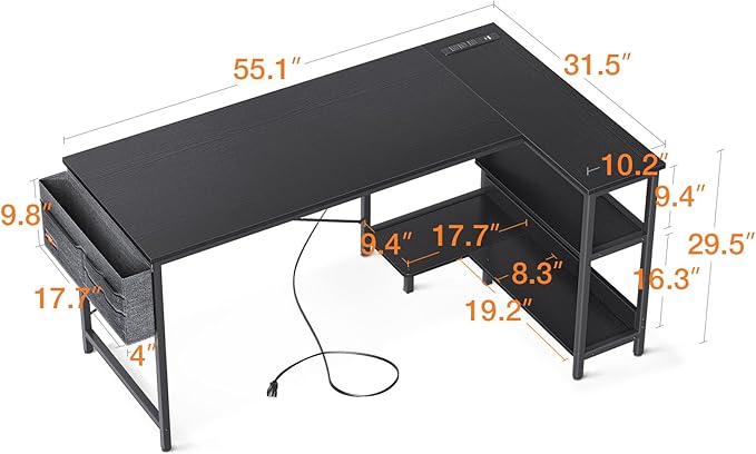 ODK 55 Inch Small L Shaped Computer Desk - Image 3