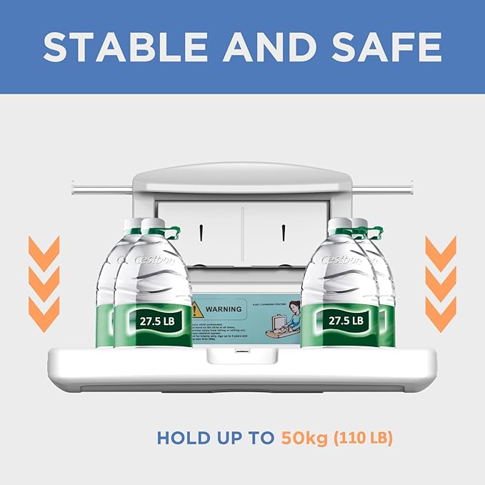 Commercial Baby Changing Station, Wall Mounted Horizontal Baby Changing Table - Image 5