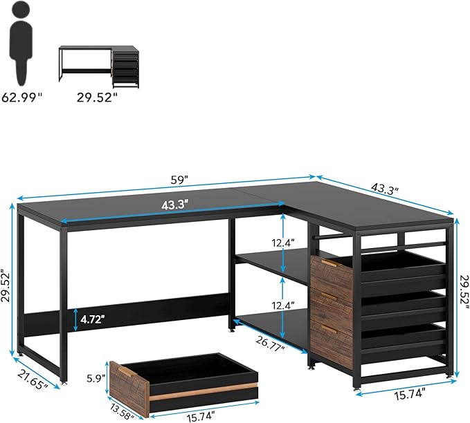 LITTLE TREE 59-Inch L Shaped Desk - Image 3