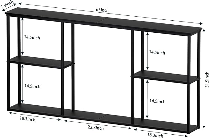 WOHOMO Black Console Table, 3-Tier Small Entryway Table, Long Sofa Table - Image 2
