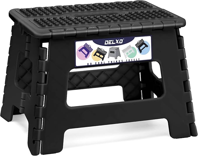 Delxo Folding Step Stool 9 Inch Non-Slip Foldable Stools Up to 300 LBS Kitchen by Delxo