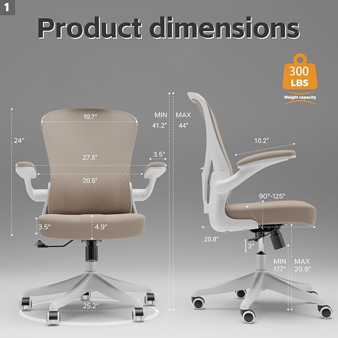 Ergonomic Office Chair with Adjustable Lumbar Support & Flip-Up Armrests - Image 2