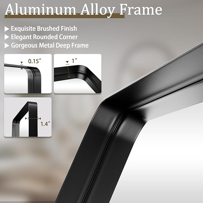Large Bathroom Mirror 30x56 inch, Gorgeous Deep Frame Wall Vanity Mirror - Image 8