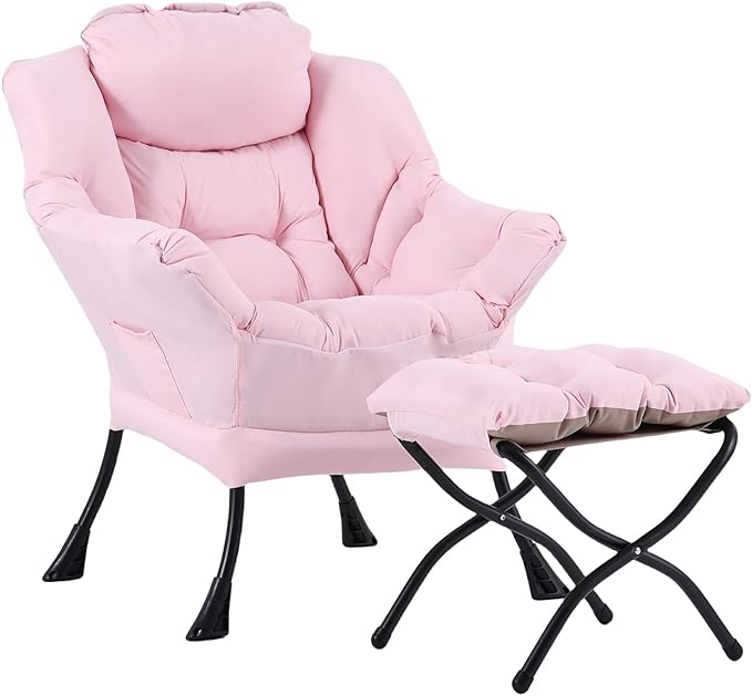 LITA Lazy Chair with Ottoman, Modern Accent Leisure Upholstered Sofa, by LITA