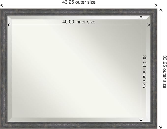 Amanti Art Grey Wall Mirror 33x43 Angled Metallic Rainbow Rectangle Bathroom - Image 4