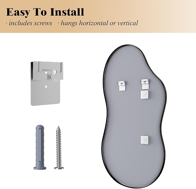 WEER Irregular Wall Mirror, 20x36 inch Black Asymmetrical Mirror Wall Mounted - Image 6