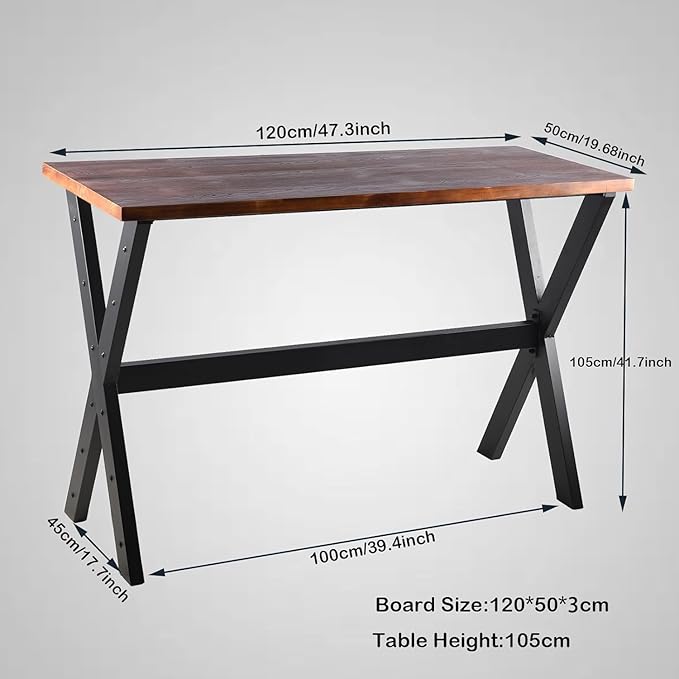 Bar Table, 47.24"L×41.33"H Bar Height Pub Table High Top Rectangular Sofa - Image 2