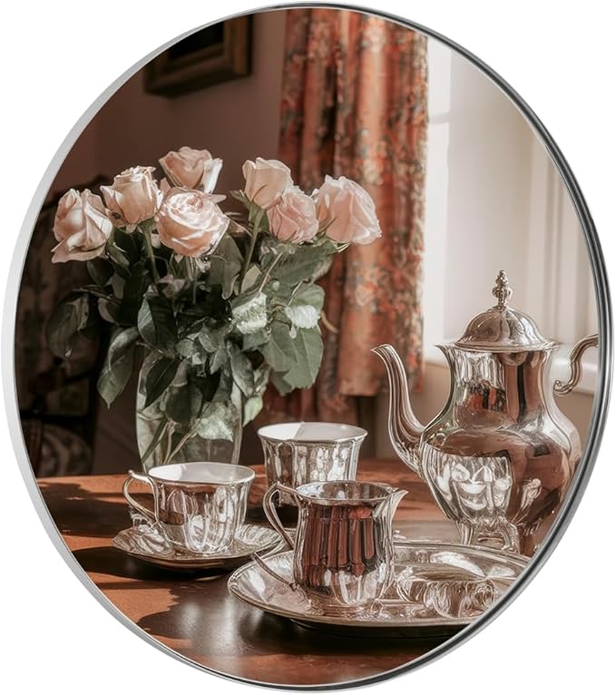 ANDY STAR Round Chrome Mirror, 30 inch Round Chrome Mirror, Circle Bathroom by ANDYSTAR