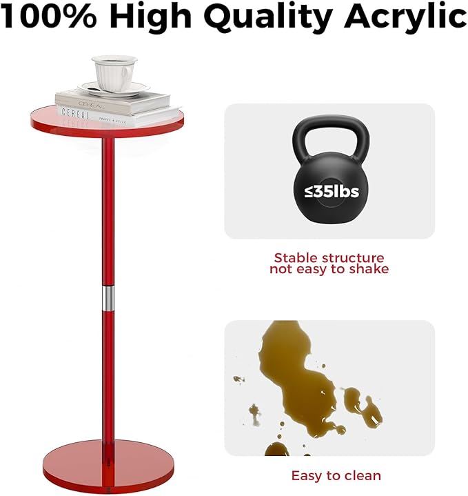 Acrylic Side Table for Small Spaces, Round End Table for Living Room, Easy - Image 5