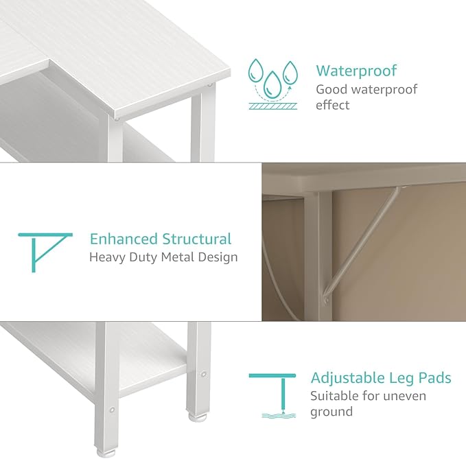 Lufeiya White L Shaped Computer Desk - Image 9