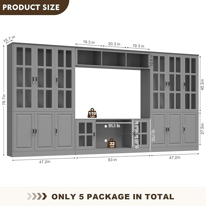 4-Piece Wall Unit TV Stand - Image 7