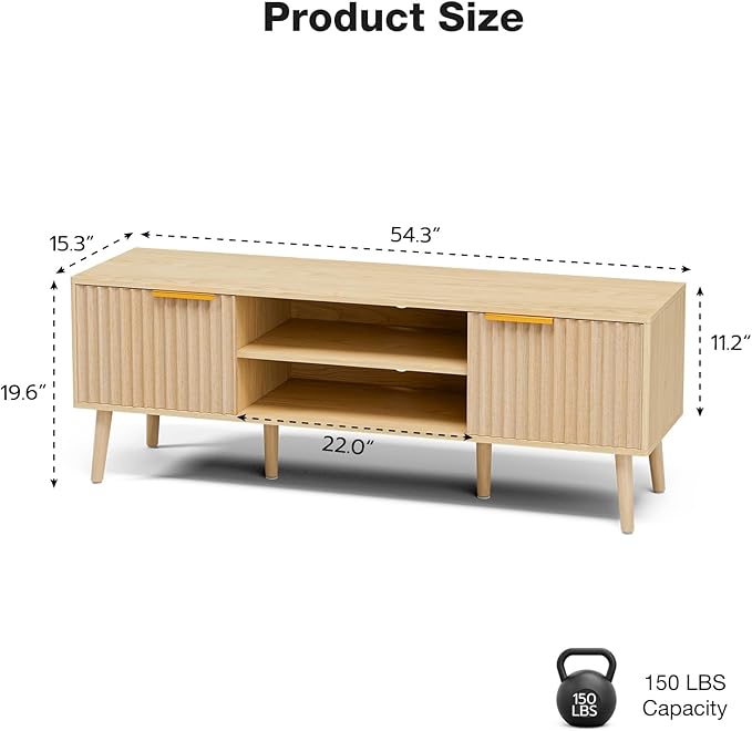 TV Stand for Living Room, Boho Entertainment Center for 55/60/65 inch TVs - Image 2