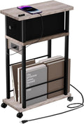 Side Table with Charging Station and Drawer, Narrow End Table with USB Ports by DGSANDGPuttheCustomerFirst