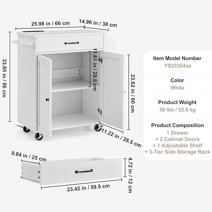 VEVOR Kitchen Island Cart, Rolling Table - Image 7