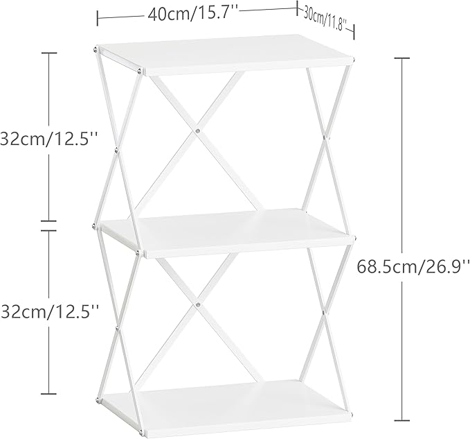 3-Tier End Table Set of 2 Small Side Table Tall Bedside Night Stand - Image 3
