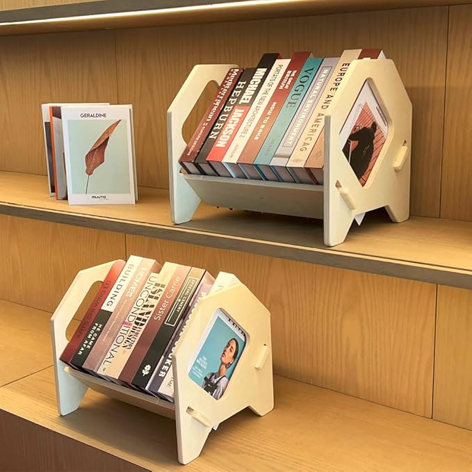 2 Pack Desktop Bookshelf, Stackable Book Organizer - Image 9
