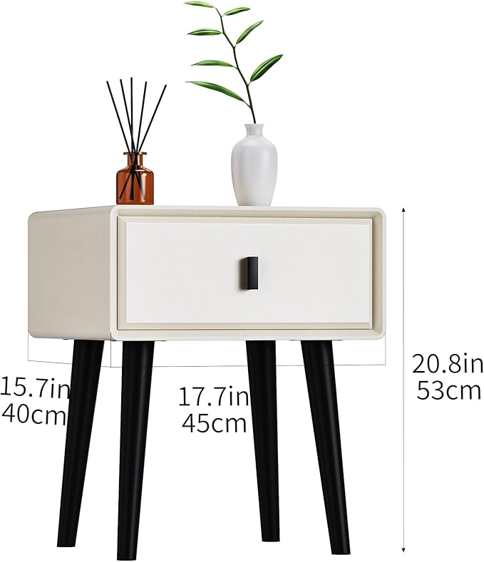 VICITON Nightstand, Fully Assembled Bedside Cabinet Mid Century Night Stand - Image 3