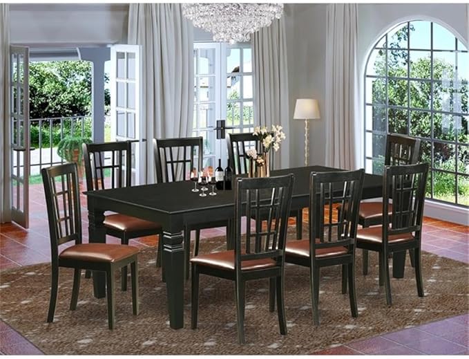 East West Furniture LGNI9-BLK-LC 9 Piece Kitchen Table & Chairs Set Includes a - Image 2