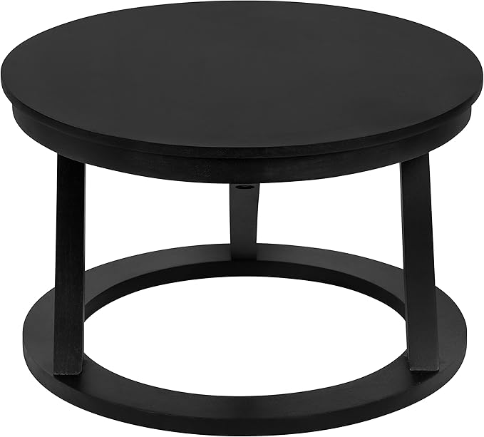 Kate and Laurel Aja Modern Round Wood Coffee Table; 26 Inch Diameter; Black; - Image 5