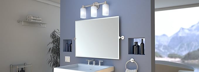 Gatco 4299LG Latitude II Rectangle Mirror, Satin Nickel, 32 Inch, Frameless Oval - Image 4
