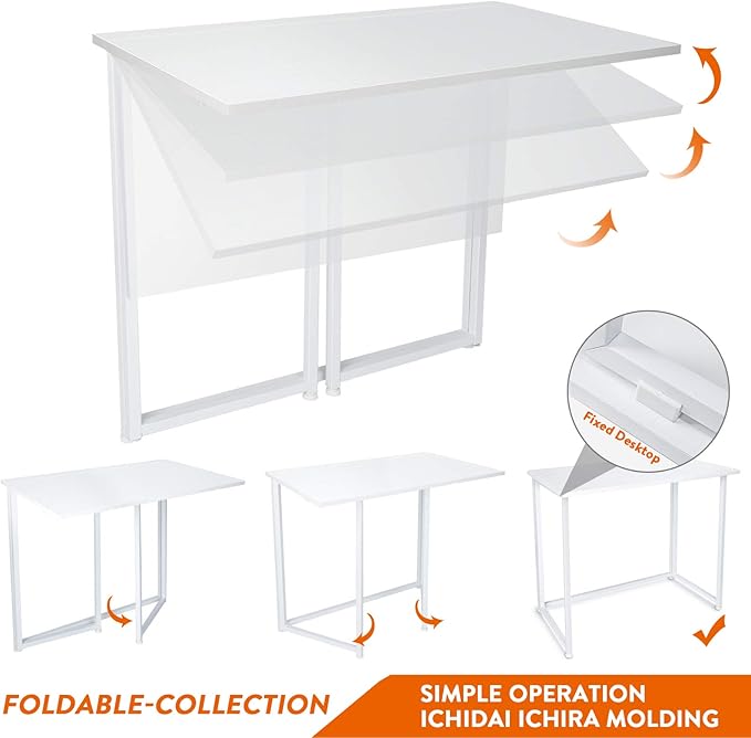 Leopard Folding Computer Desk for Small Spaces, No-Assembly Space-Saving Home - Image 4