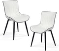 Kidol & Shellder White Dining Chairs Set of 2, Faux Leather Upholstered Mid by KidolShellder