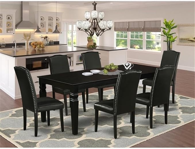 East West Furniture LGEN7-BLK-69 7 Piece Dining Room Furniture Set Consist of a - Image 2