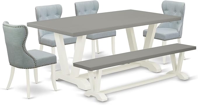East West Furniture V097SI215-6 6 Piece Dining Room Table Set Contains a by EastWestFurniture