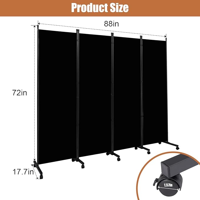 Room Divider Portable 88'' Partition Room Dividers and Folding Privacy Screens - Image 6