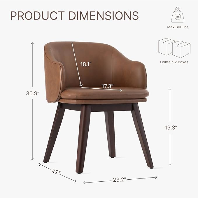 Wooden Dining Chairs Set of 4, Faux Leather Upholstered Modern Dining Room - Image 2