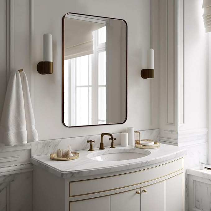 24x36 Inch Brushed Bronze Bathroom Mirror - Image 2
