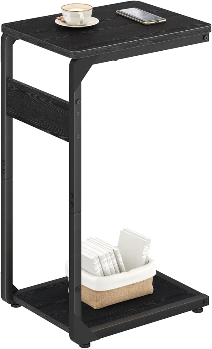 Narrow C-Shaped End Table, Small Side Table by Unknown