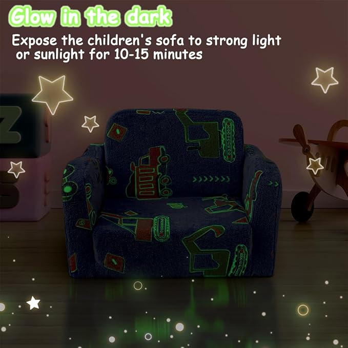 Toddler Chair and Couch, 2 -in-1 Toddler Couch Fold Out, Convertible Chairs - Image 5