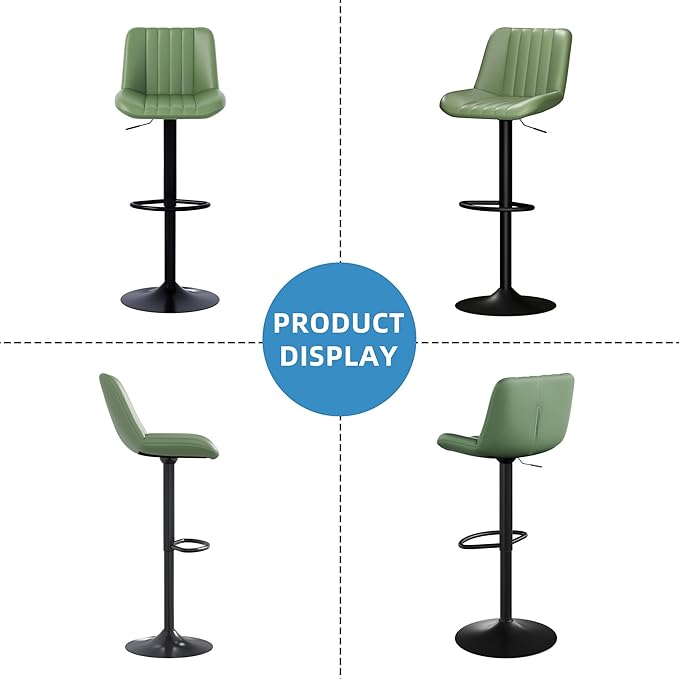 Shintenchi Swivel Bar Stools Set of 4, Adjustable Faux Leather Upholstered - Image 7