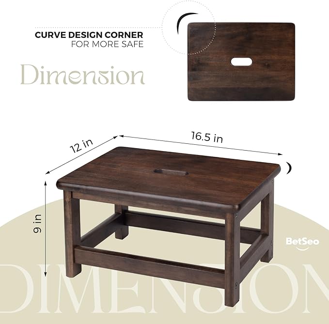 Wooden Step Stool Bed Steps for High Beds for Adults - Image 2