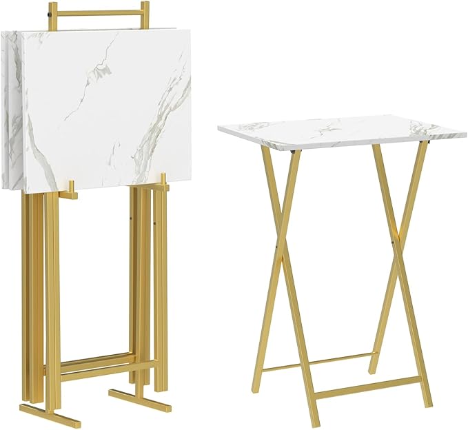 HOOBRO Folding TV Tray Tables, Industrial Side Table by HOOBRO