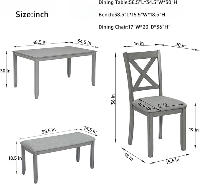 Dining Table Set, 6-Piece Kitchen Table & Chair Set - Image 3