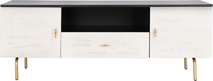SAFAVIEH Genevieve TV Stand for up to 65" Flatscreen – Black & White Washed - Image 3