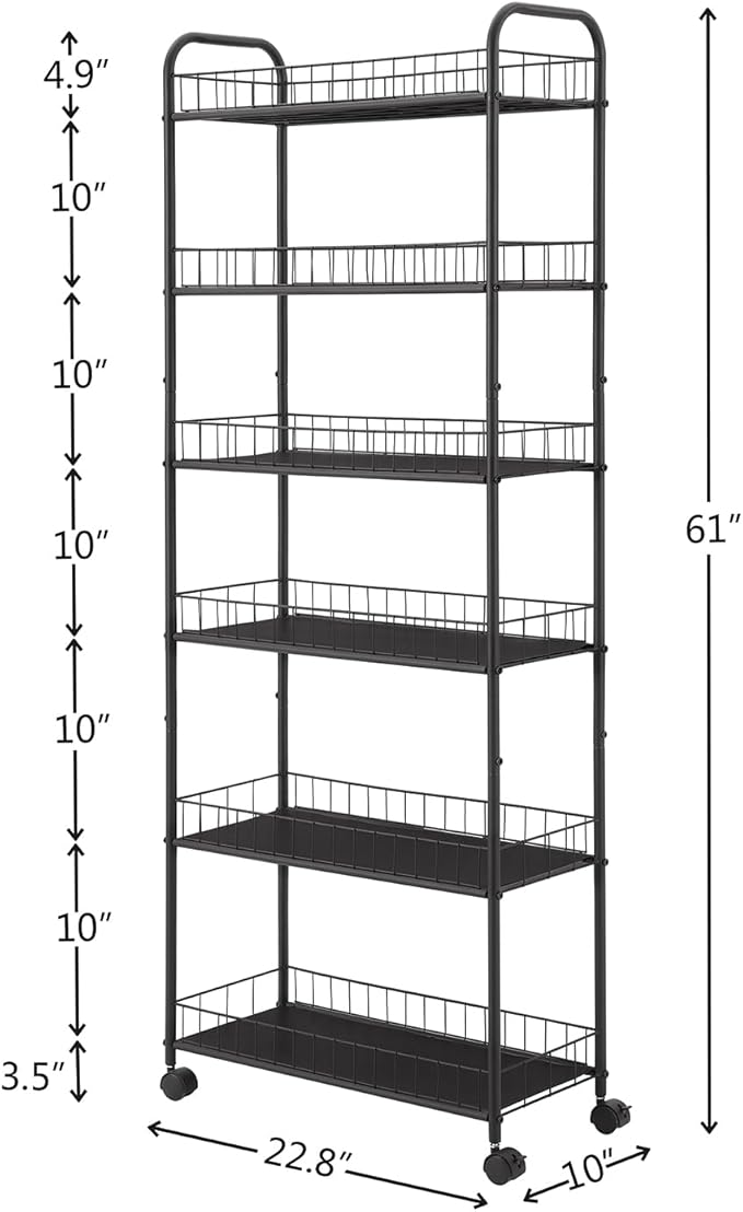 6 Tier 10in Slim Rolling Storage Cart - Image 5