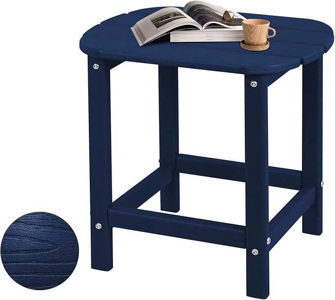 Hdpe Outdoor Adirondack Side Table, Wooden Textured, Set by Plawdlik